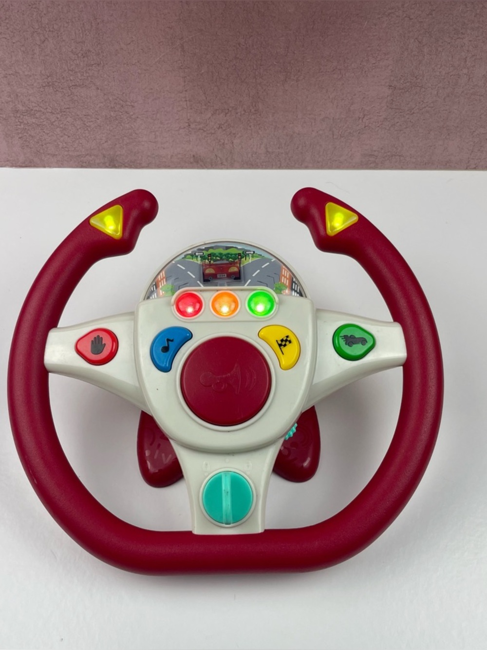 Battat Geared To Steer Interactive Driving Steering Wheel Toy Red White Colorful